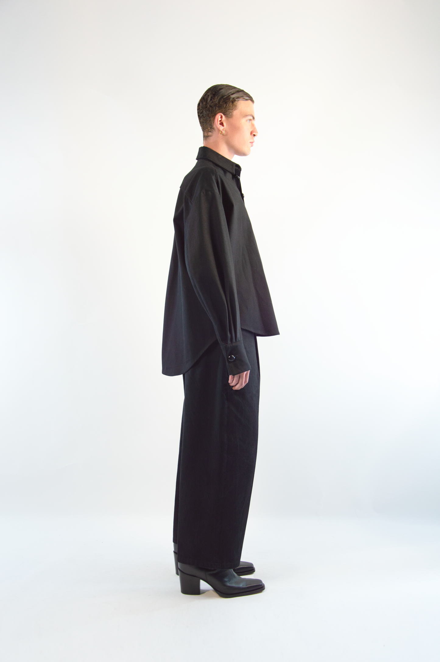 Boyfriend Shirt in Black Cotton