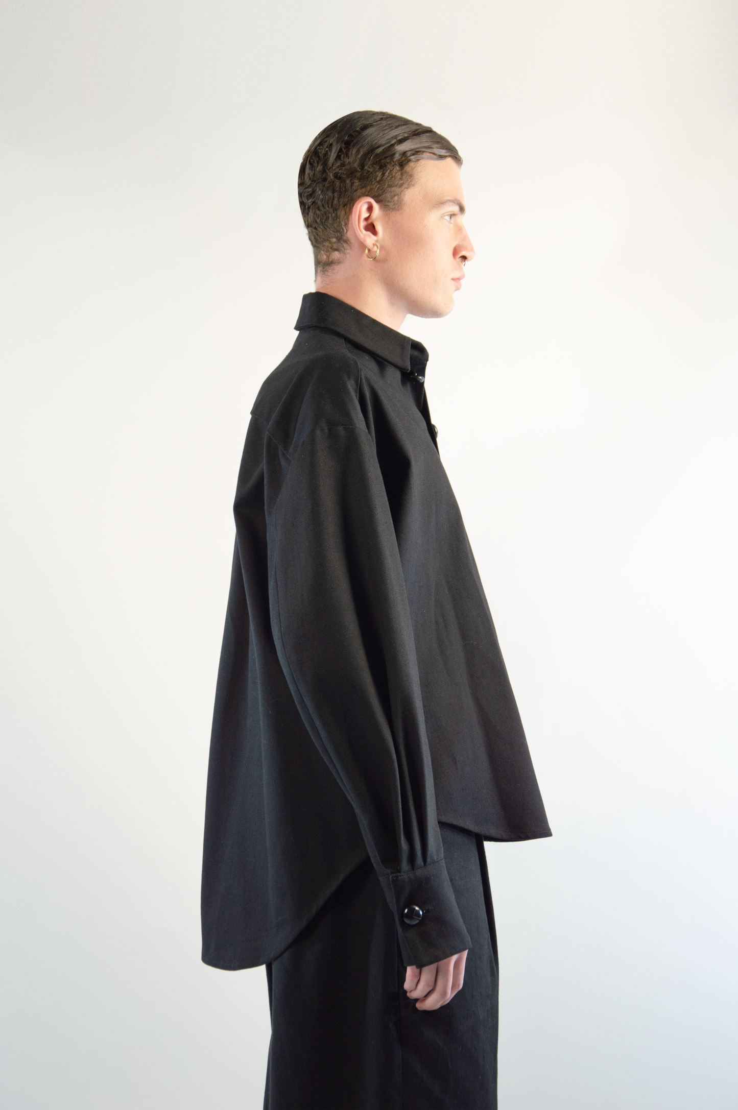 Boyfriend Shirt in Black Cotton
