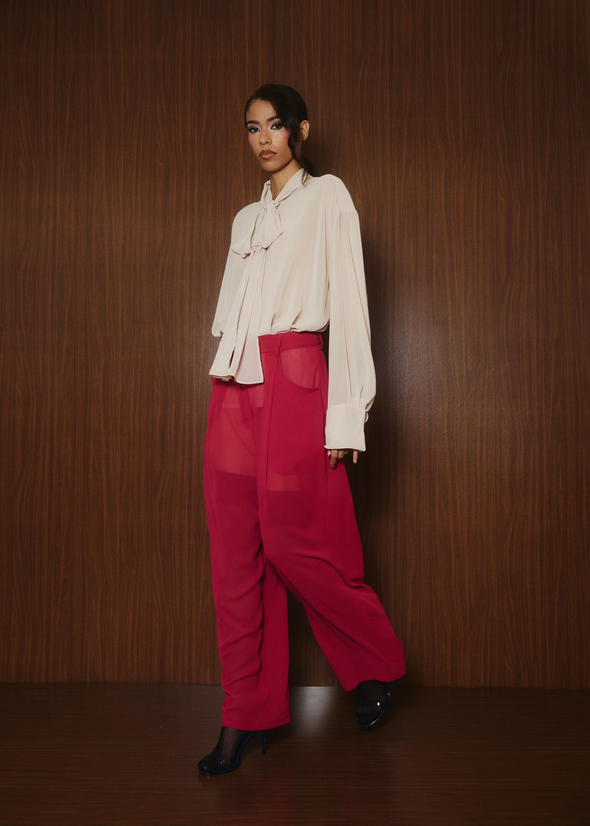 Earhart Trousers in Raspberry Georgette