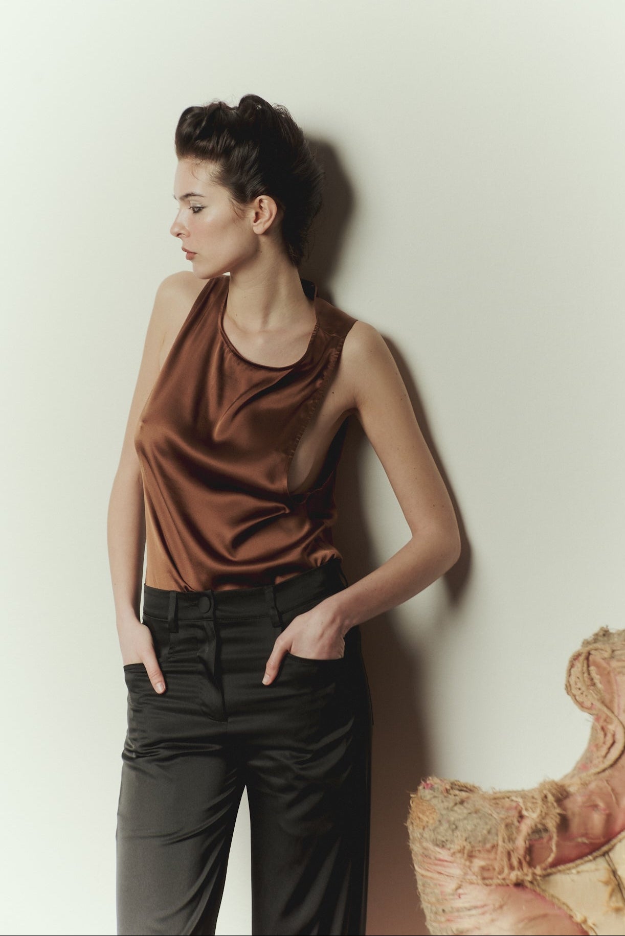 Gym Top in Cocoa Satin