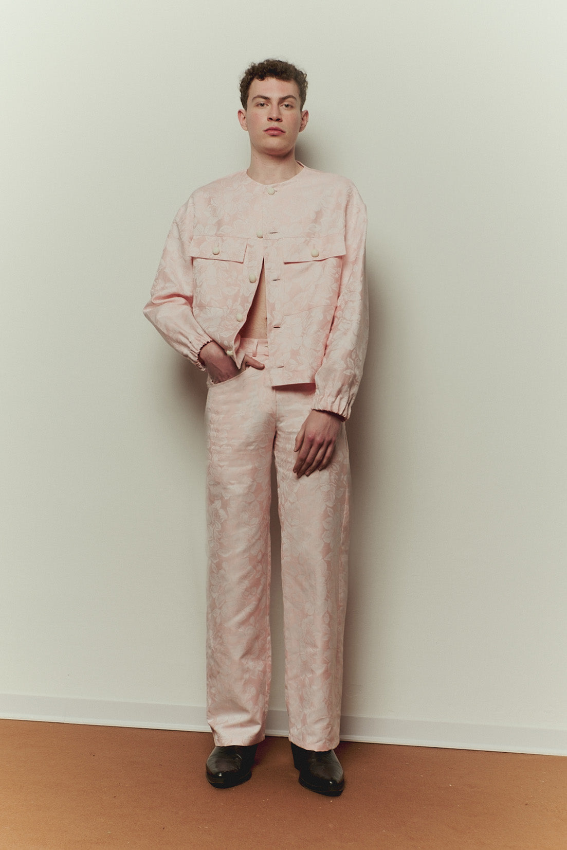 Mezzanotte Trousers in Pink Jacquard