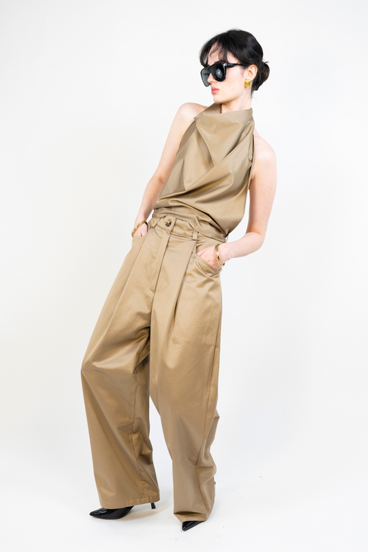 Earhart Trousers in Beige Cotton