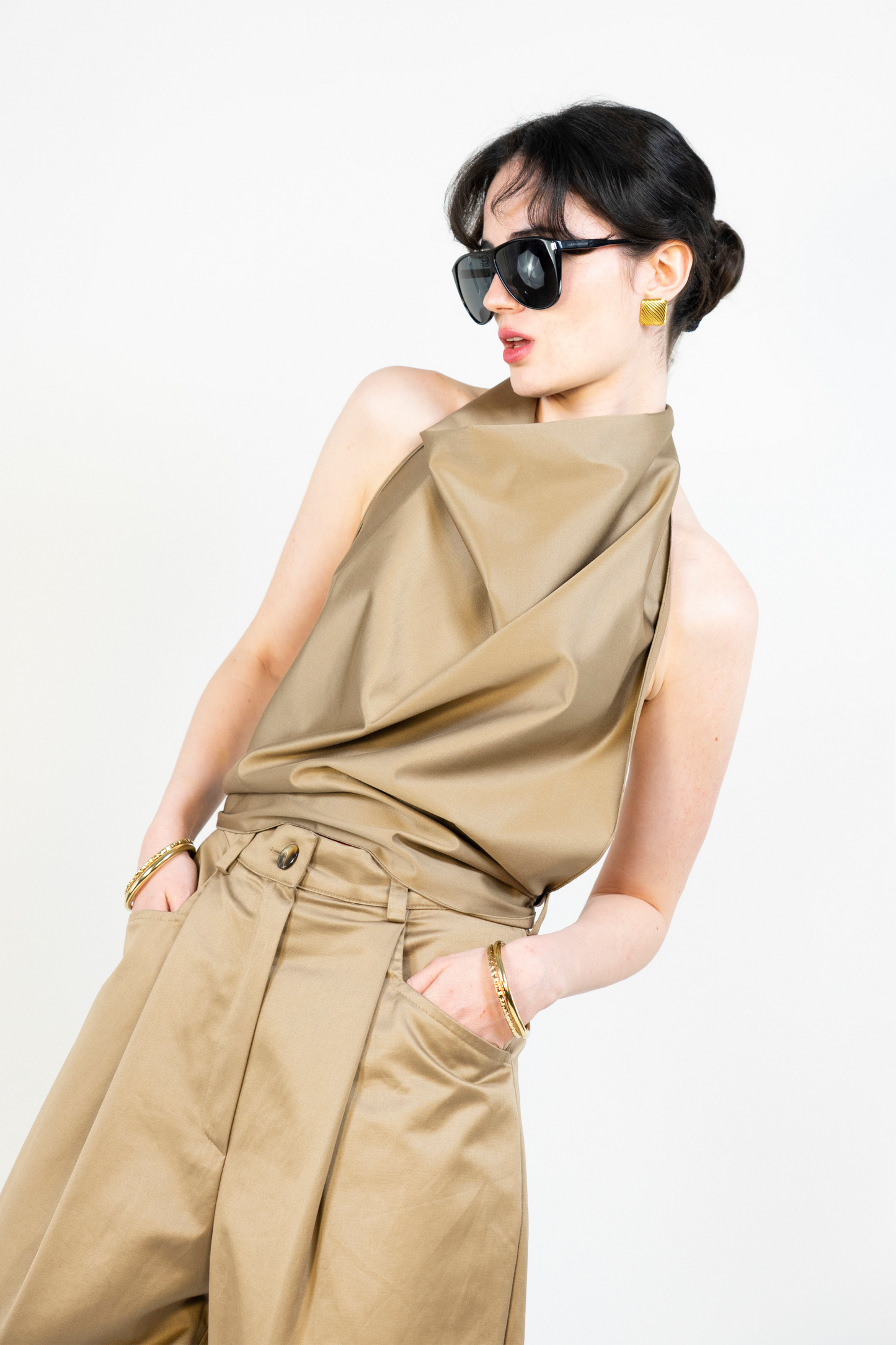 Earhart Trousers in Beige Cotton