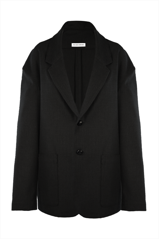Painter Blazer in Black Flannel