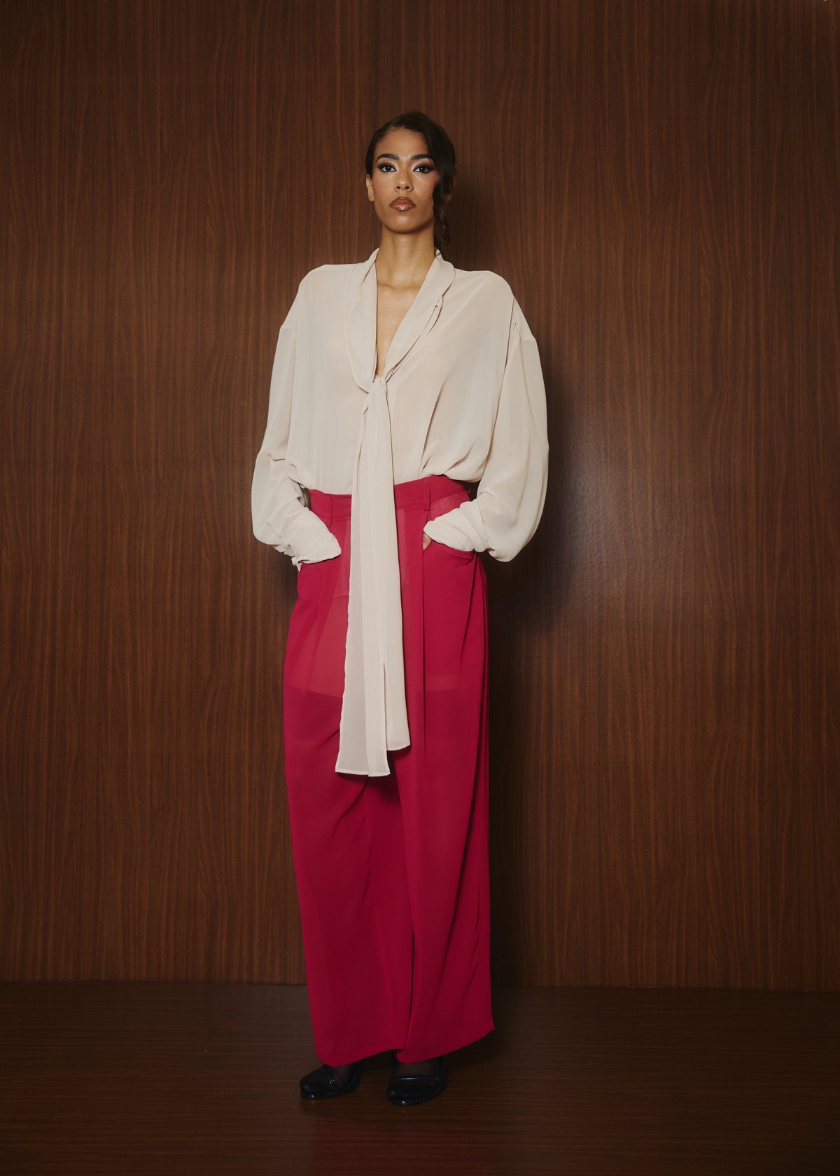 Earhart Trousers in Raspberry Georgette