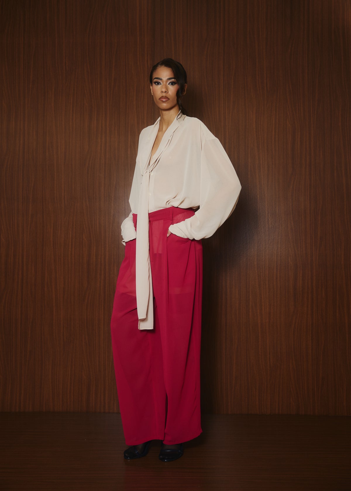 Earhart Trousers in Raspberry Georgette