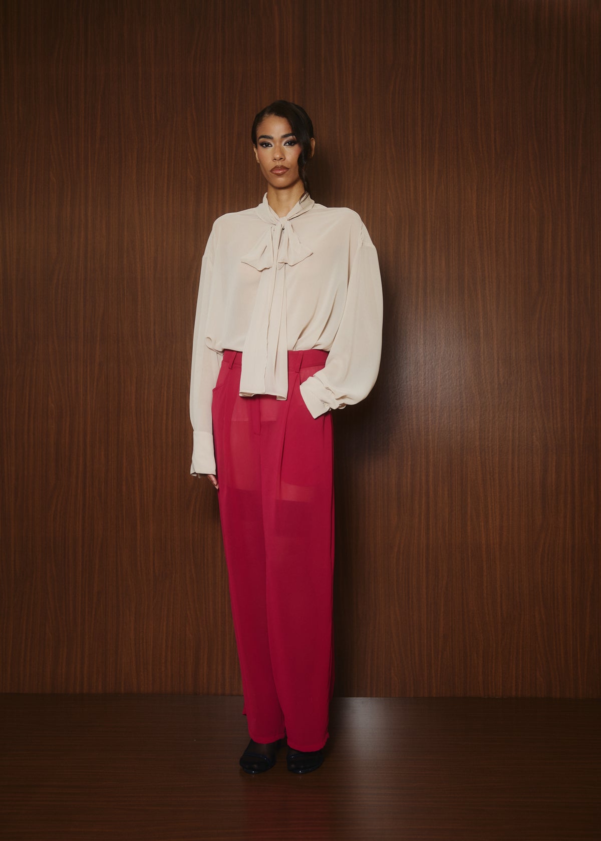 Earhart Trousers in Raspberry Georgette