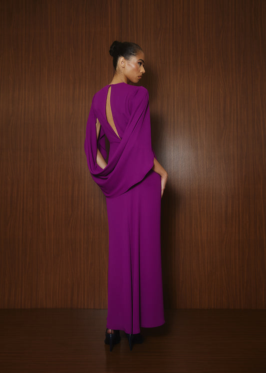 Mina Dress in Purple Crêpe de Chine