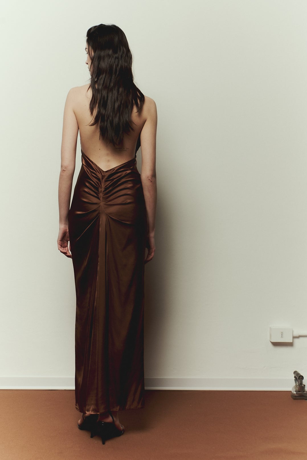Hedy Dress in Cocoa Satin