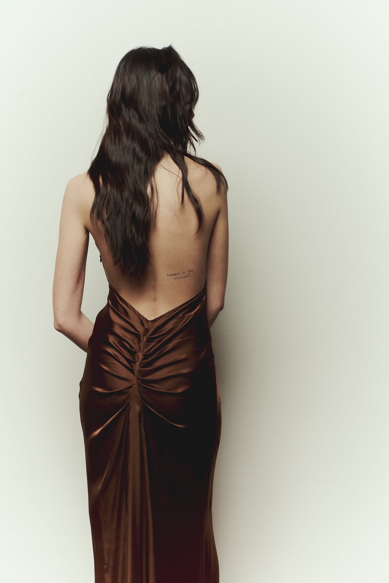 Hedy Dress in Cocoa Satin