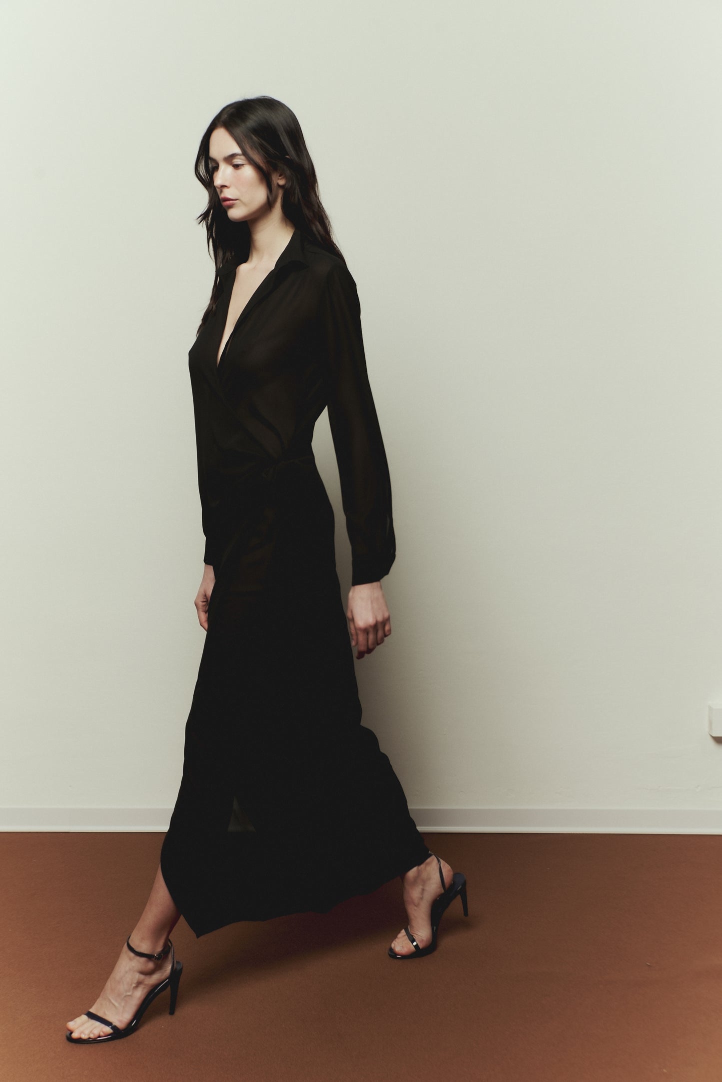 Chemisier Dress in Black Georgette