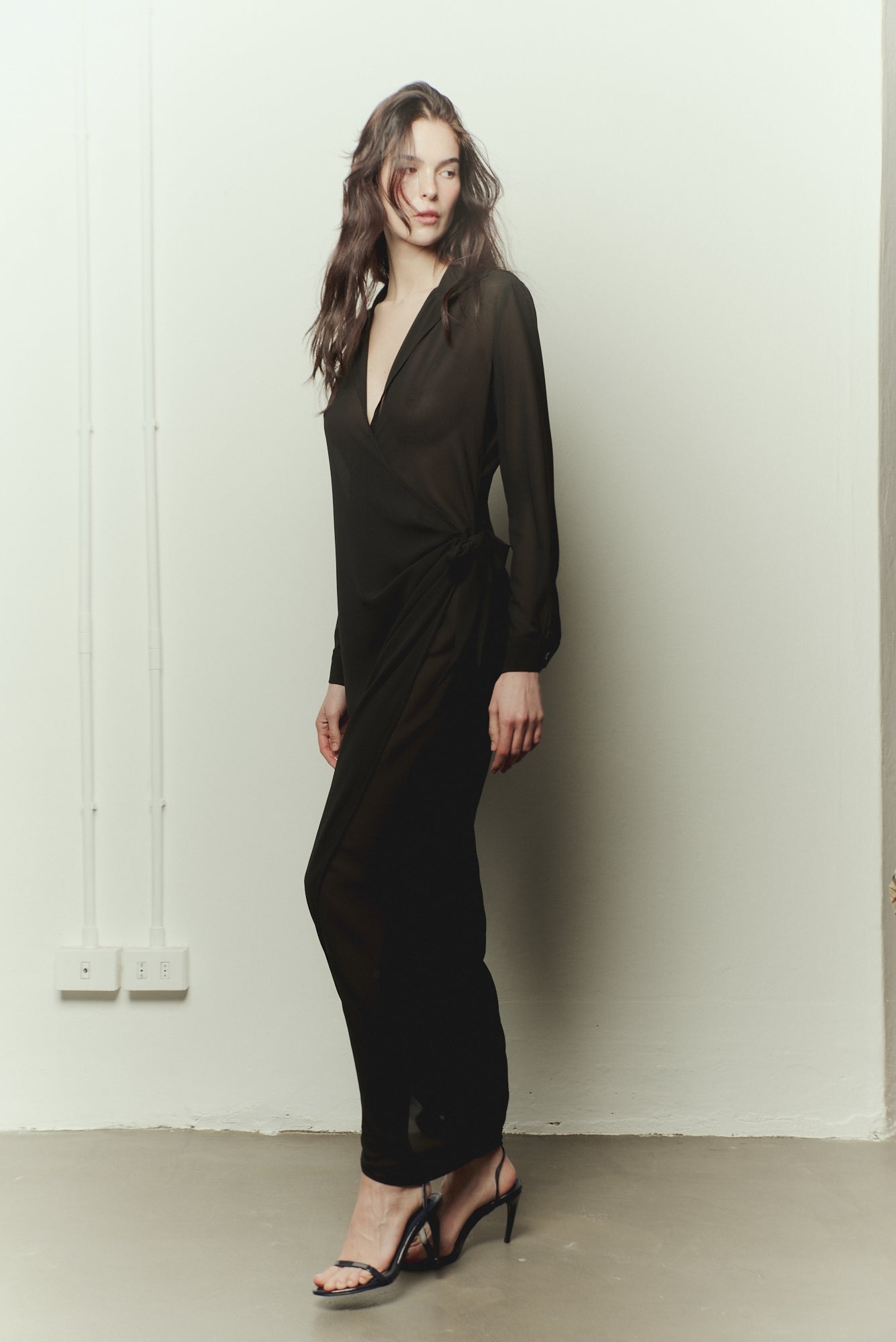 Chemisier Dress in Black Georgette