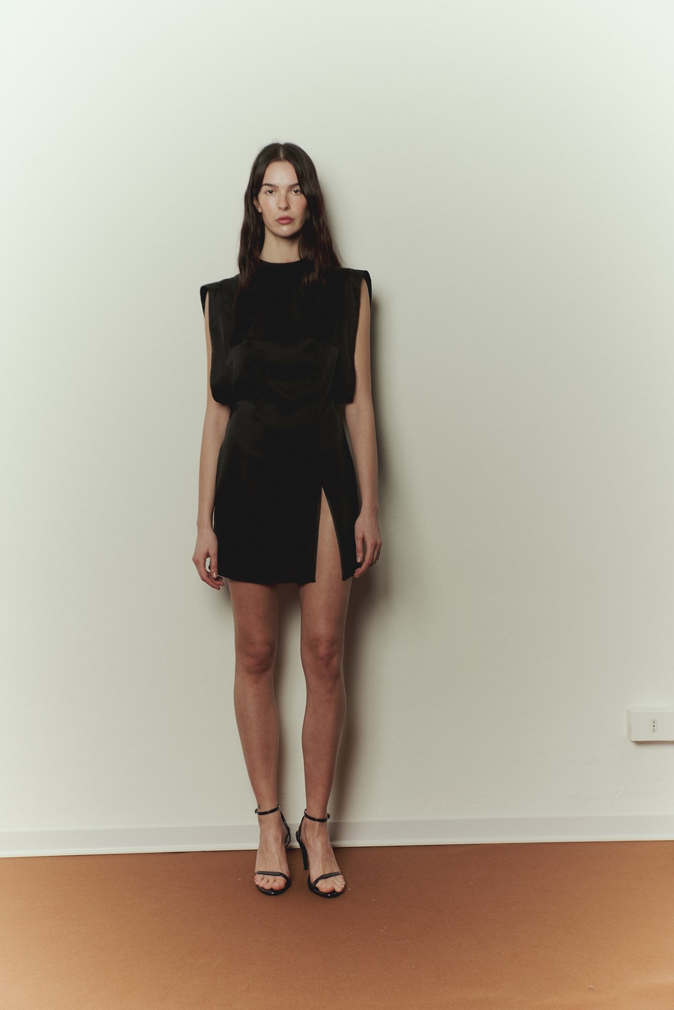 Uji Dress in Black Satin