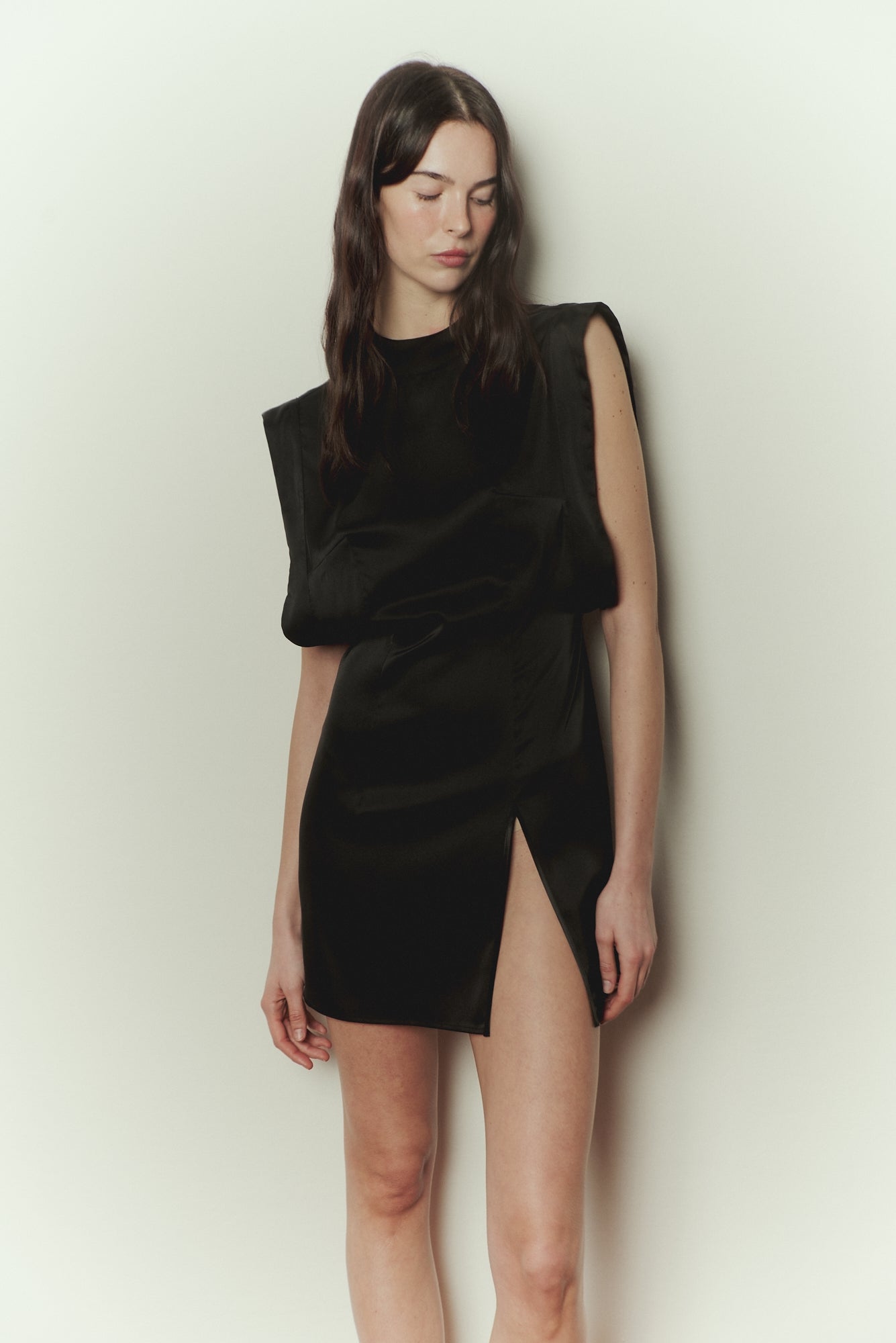 Uji Dress in Black Satin