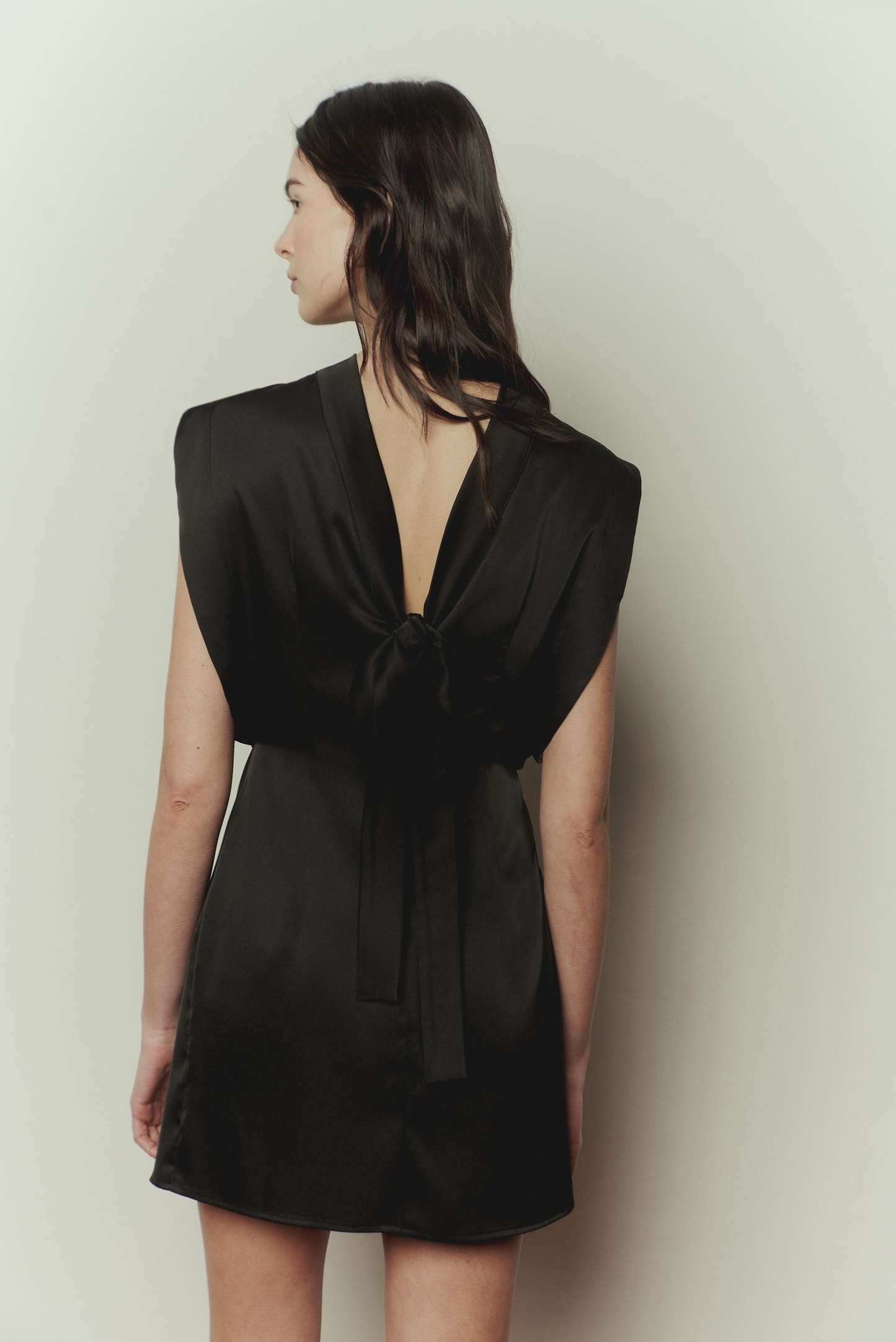 Uji Dress in Black Satin