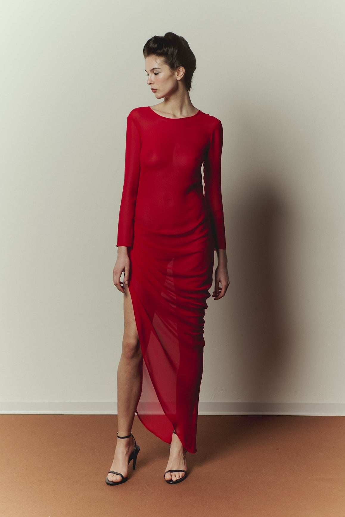 Vespro Dress in Red Georgette