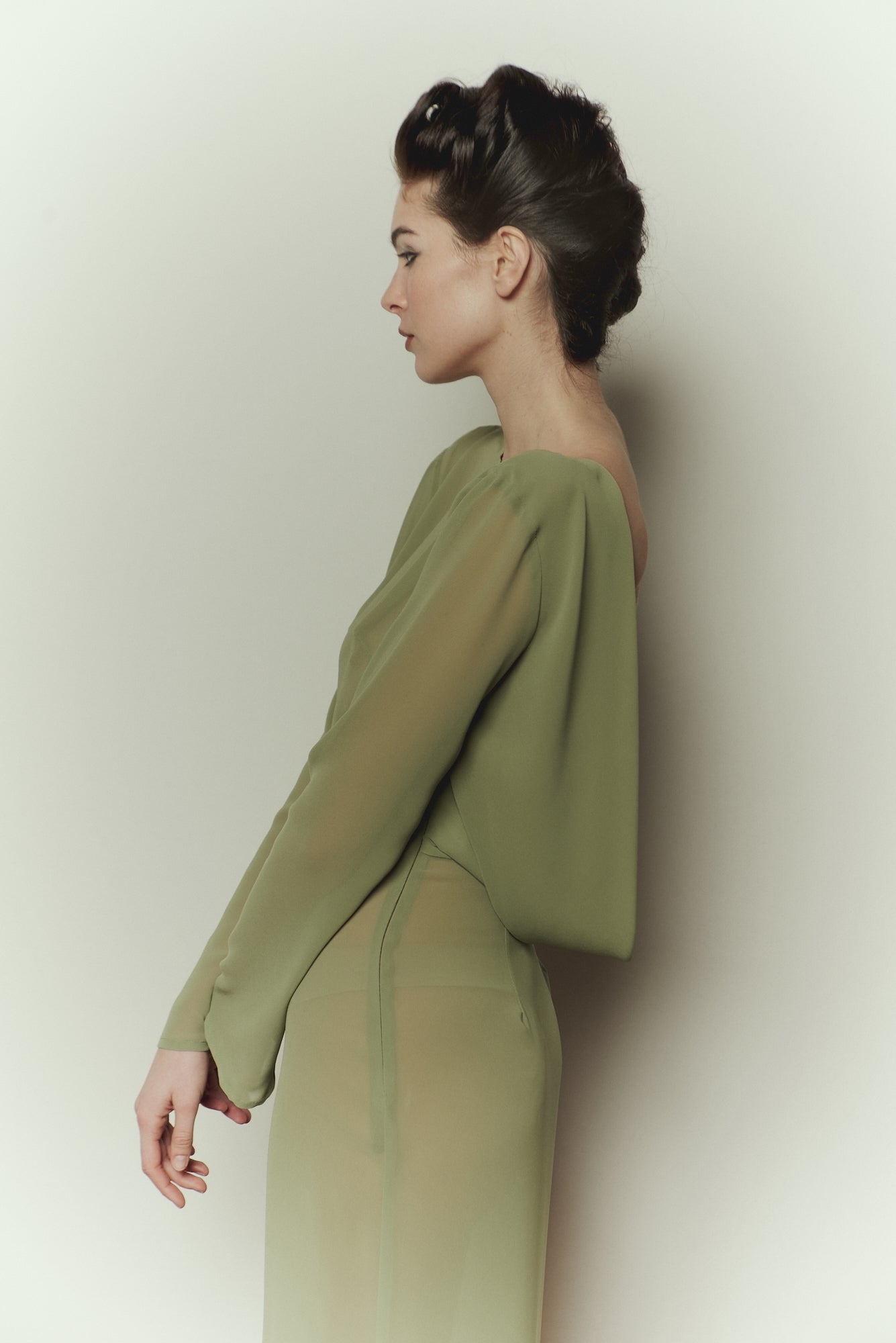 Aline Dress in Olive Georgette