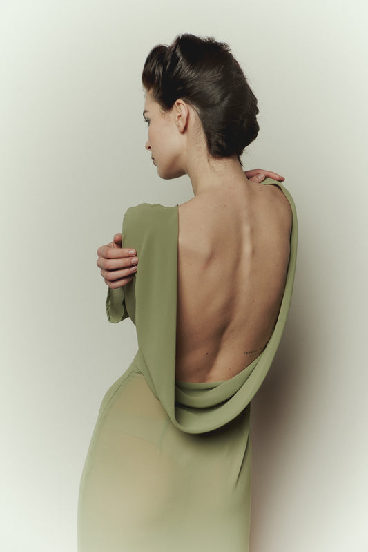 Aline Dress in Olive Georgette