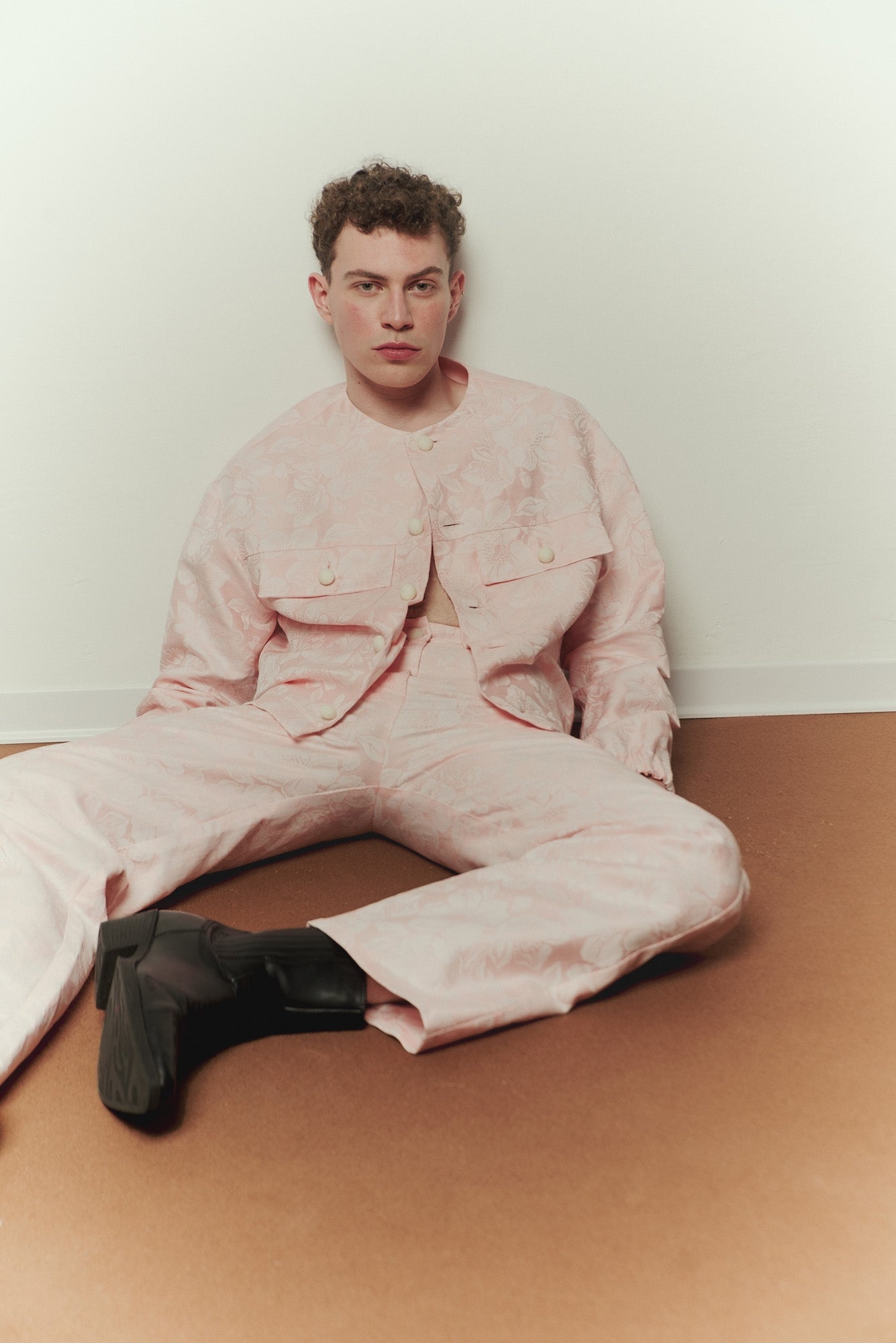 Mezzanotte Trousers in Pink Jacquard