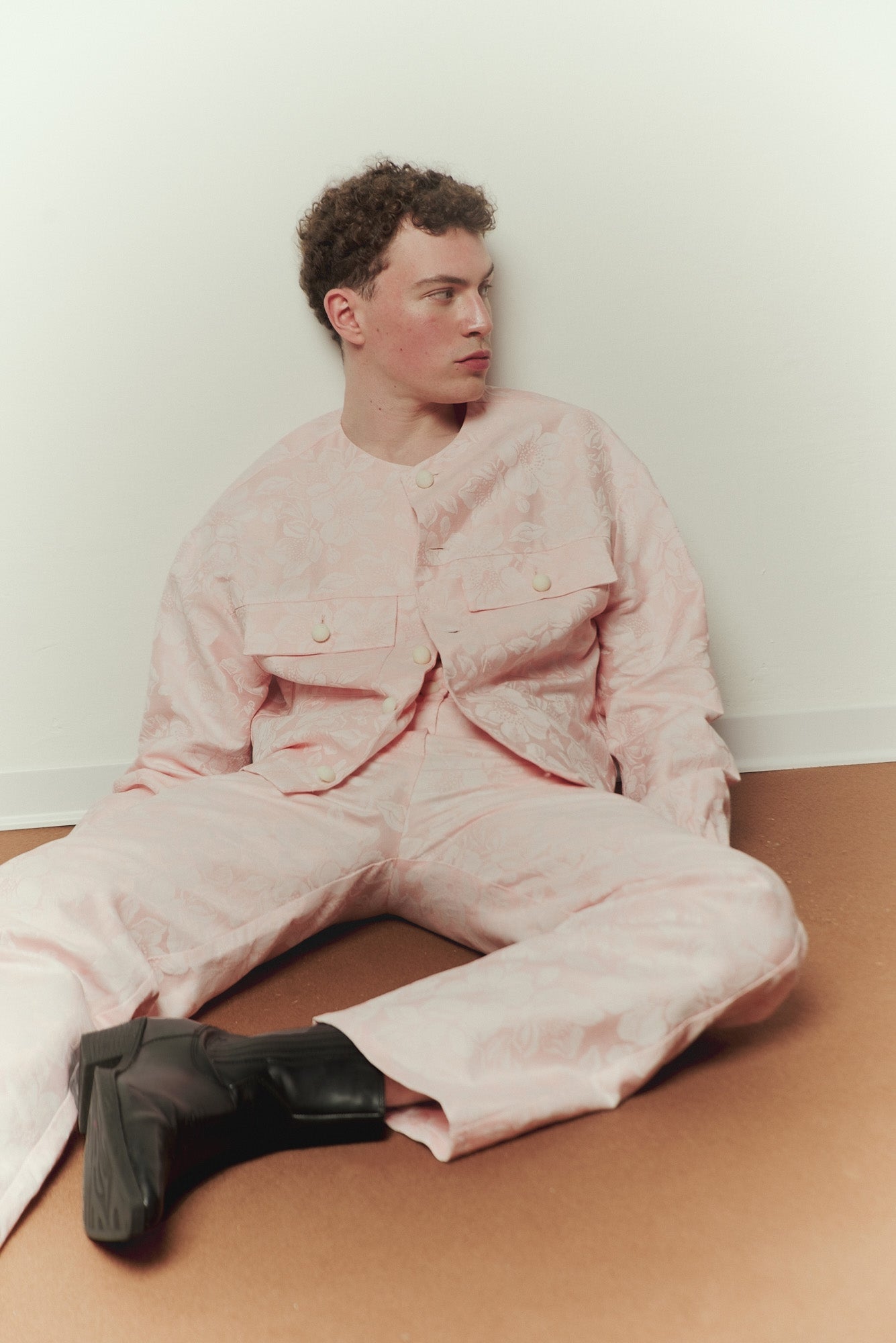 Mezzanotte Trousers in Pink Jacquard