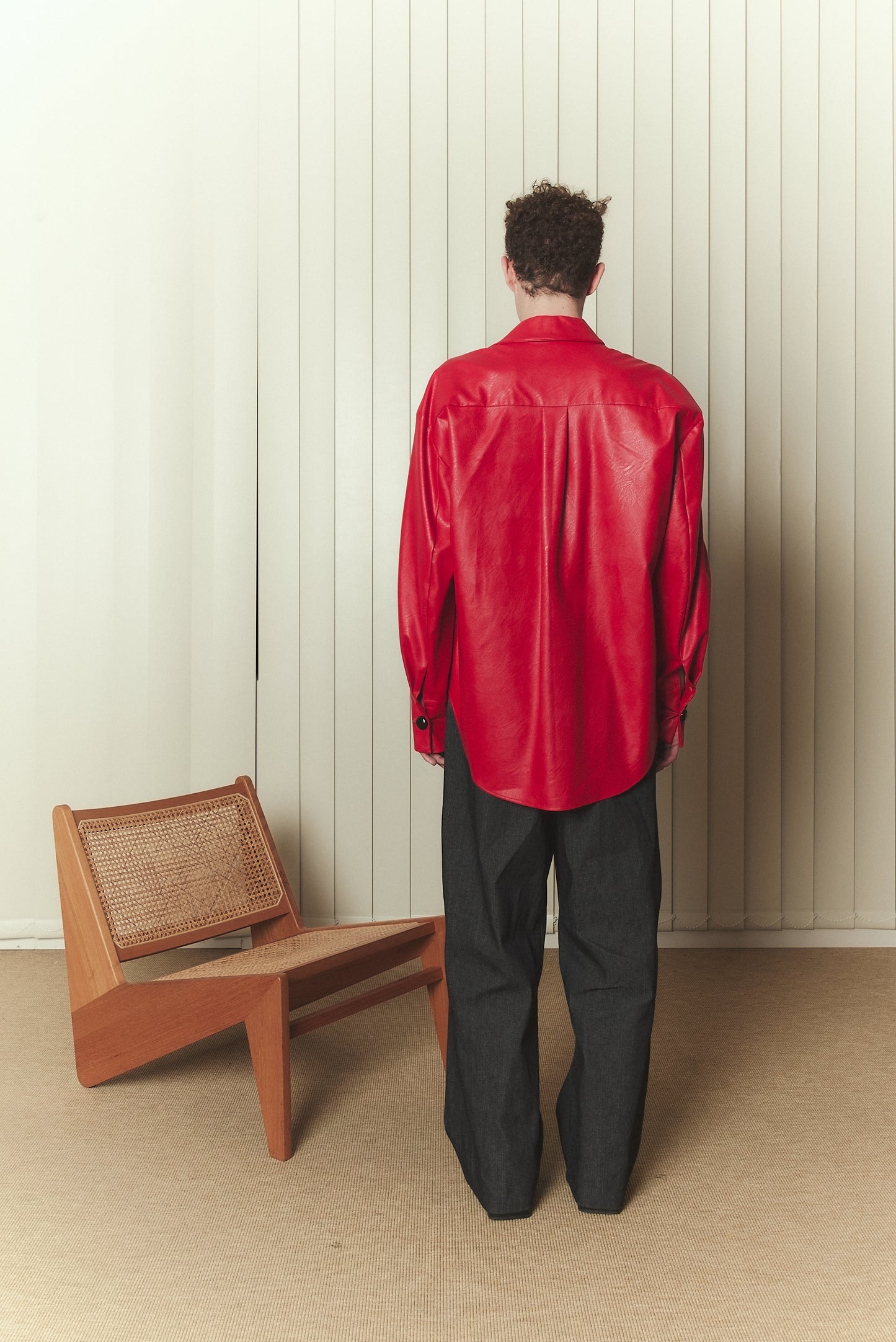 Boyfriend Shirt in Red Leather