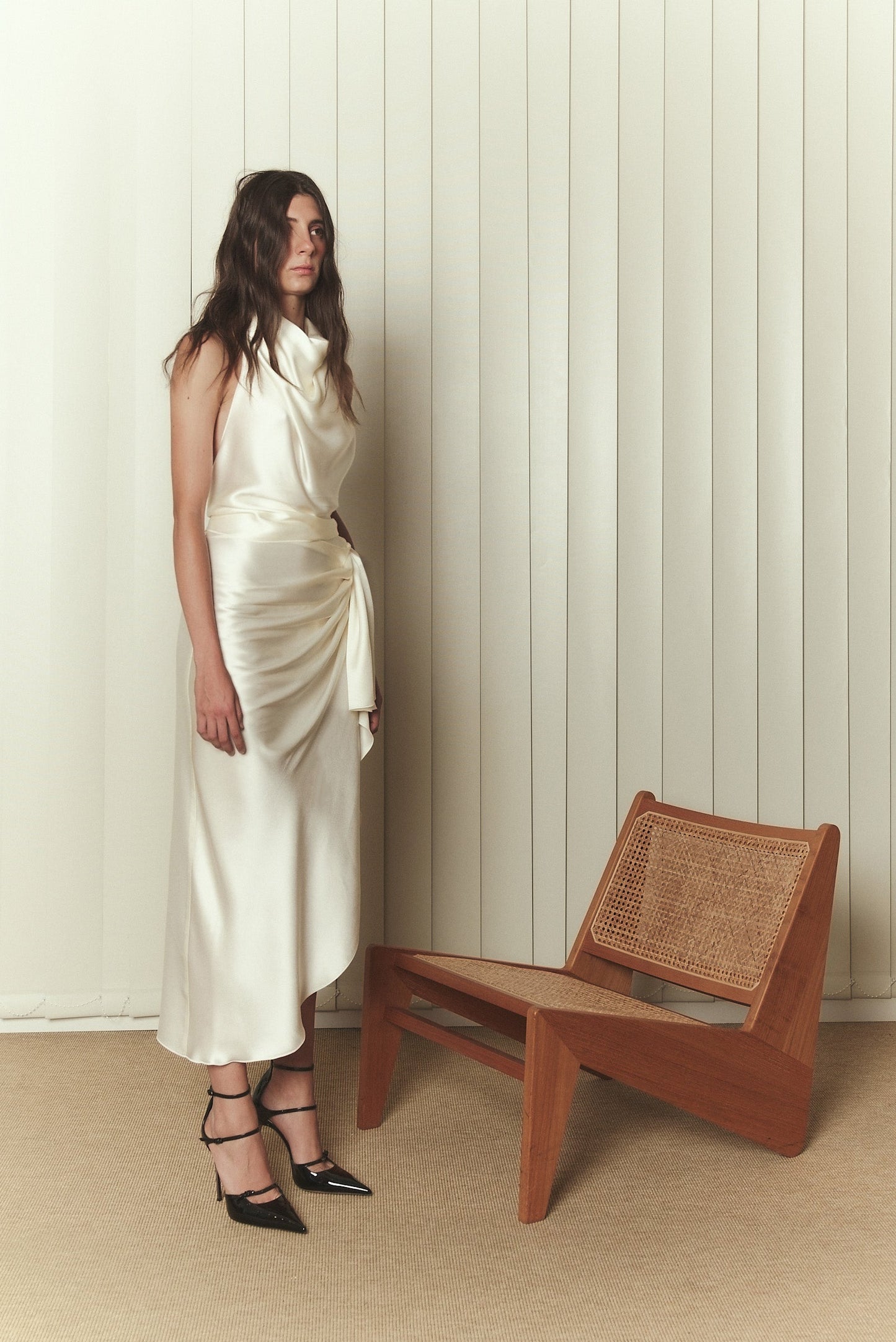 Ava Top in White Satin