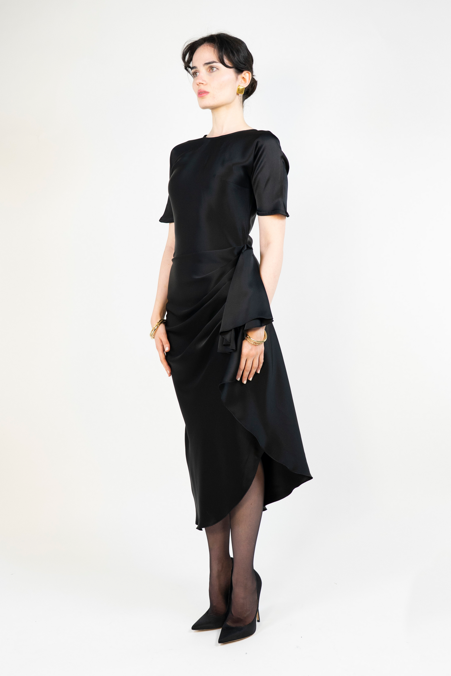Tango Dress in Black Satin
