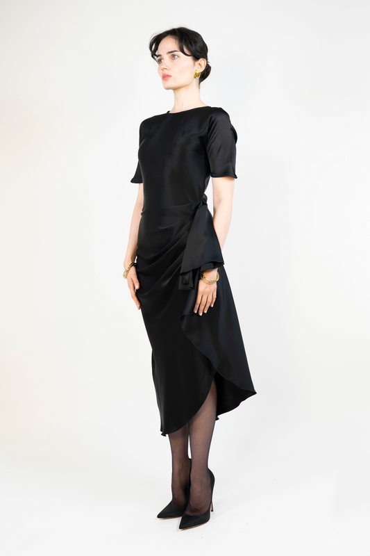 Tango Dress in Black Satin
