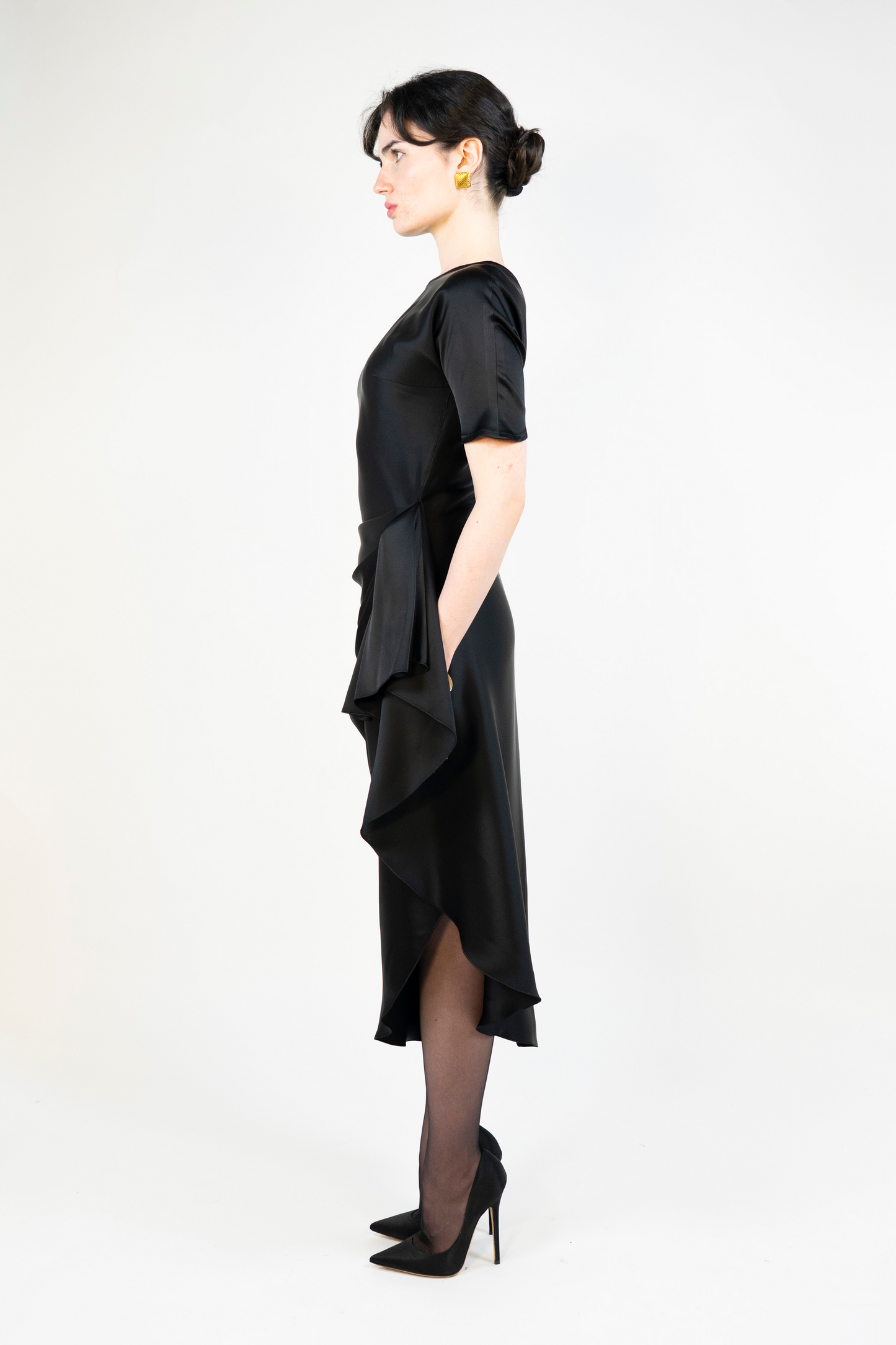 Tango Dress in Black Satin