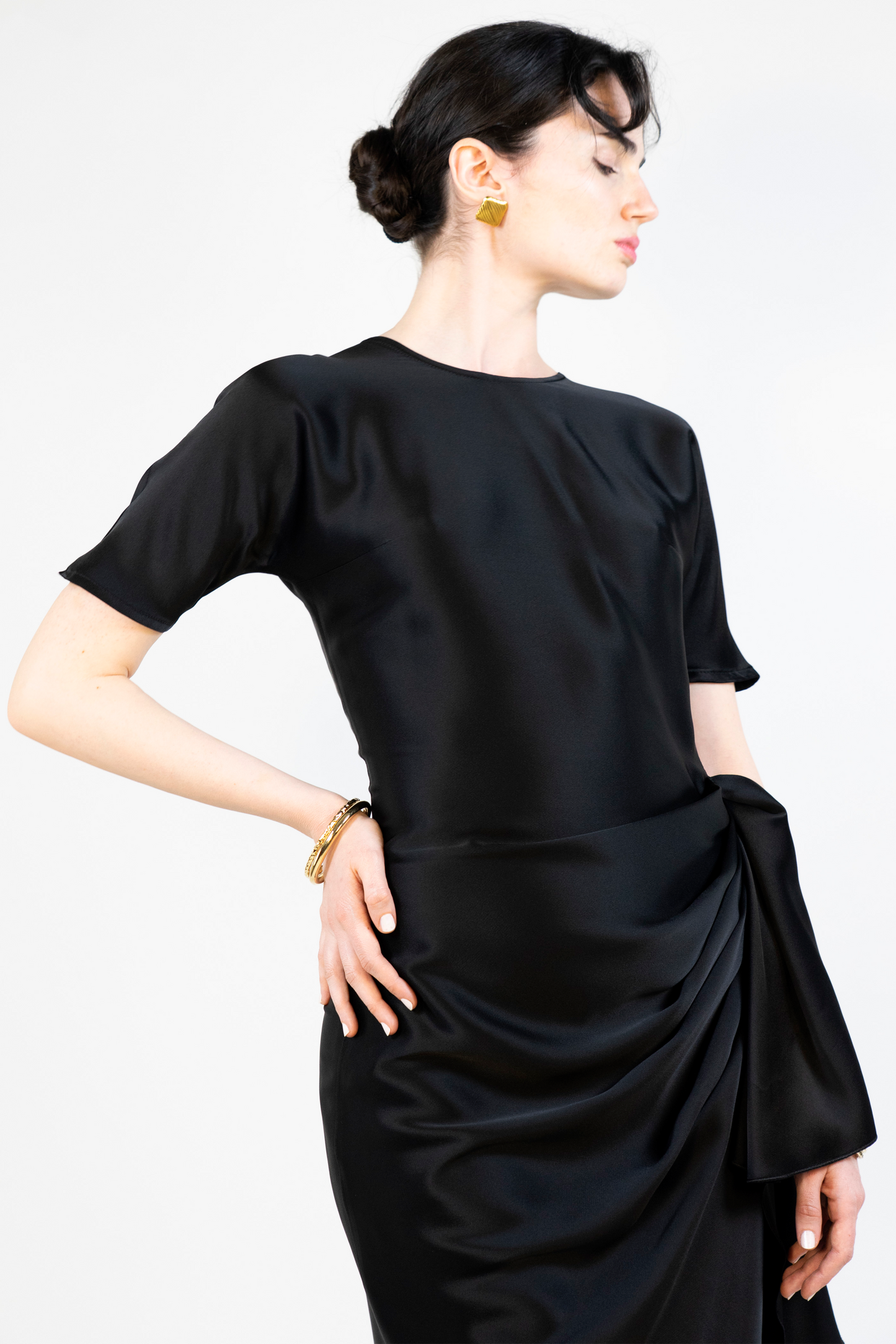 Tango Dress in Black Satin