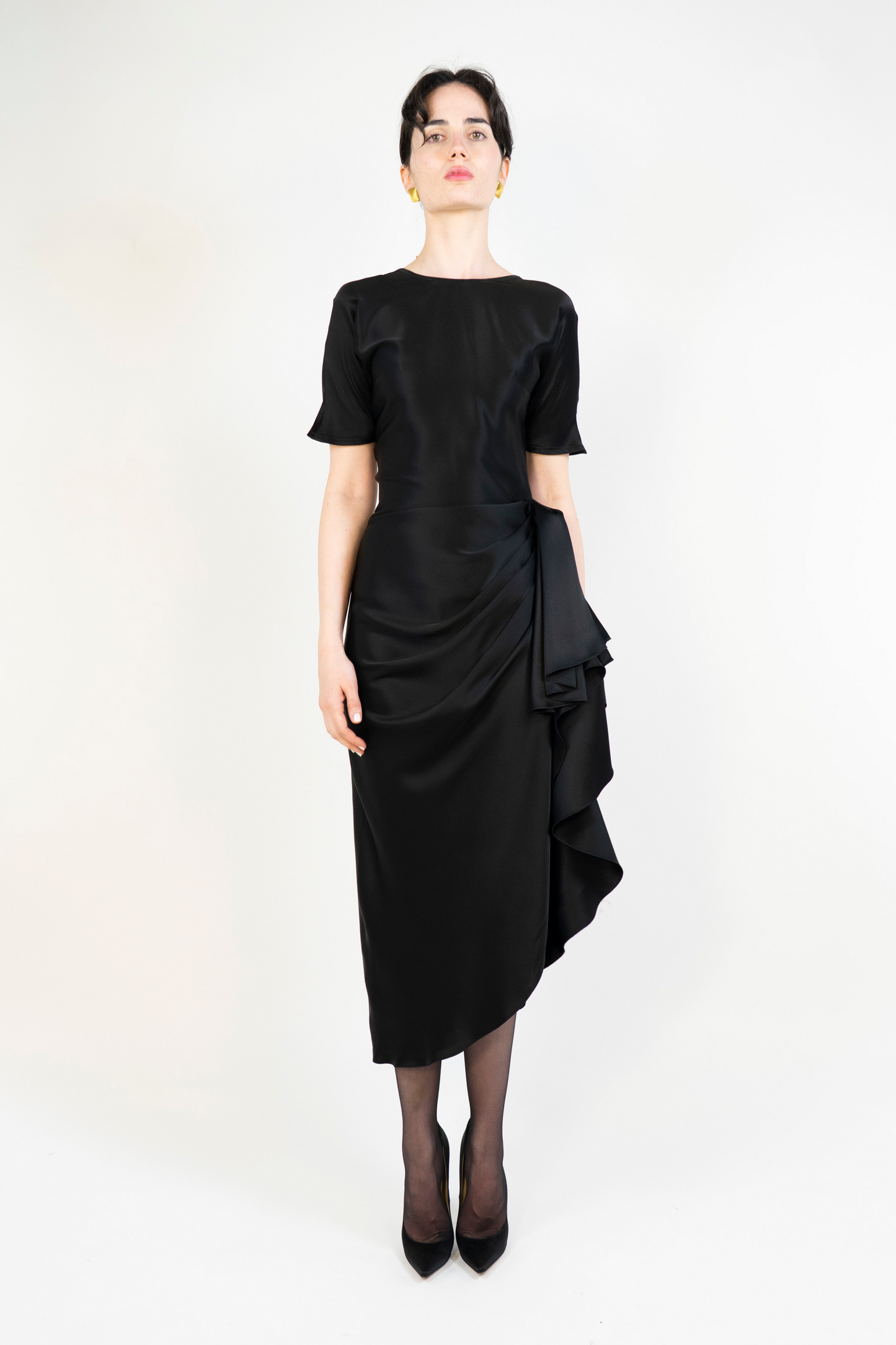 Tango Dress in Black Satin