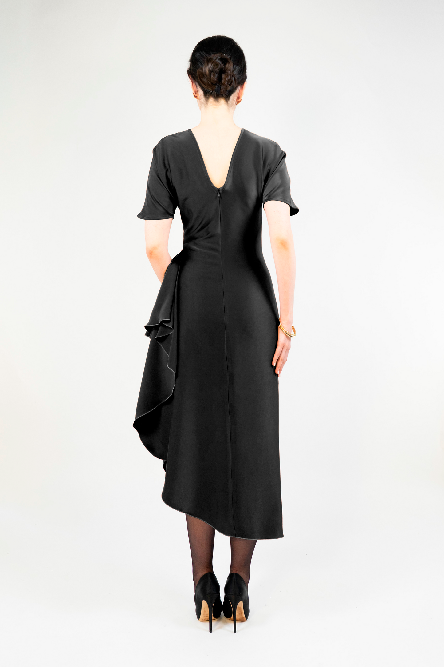 Tango Dress in Black Satin