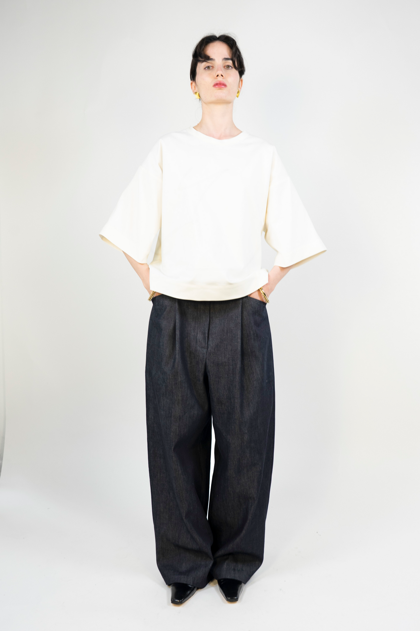 Boxy T-Shirt in White Cotton