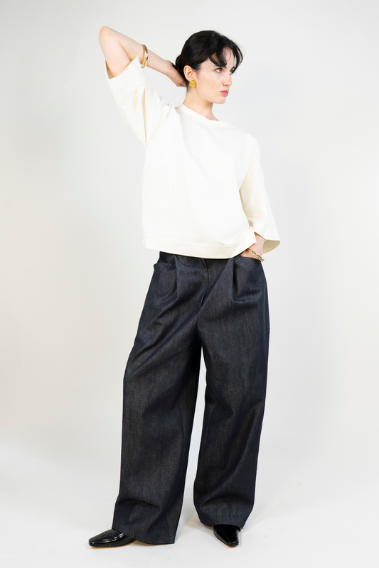 Boxy T-Shirt in White Cotton