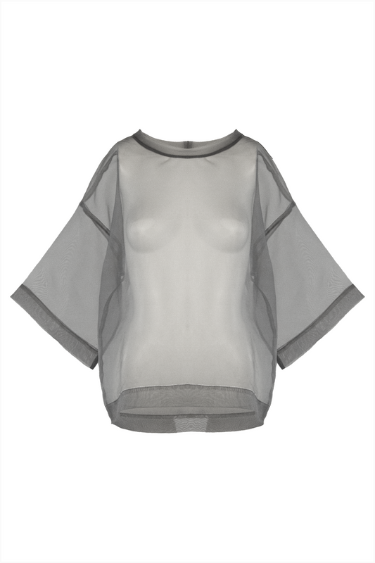Boxy T-Shirt in Grey Organza