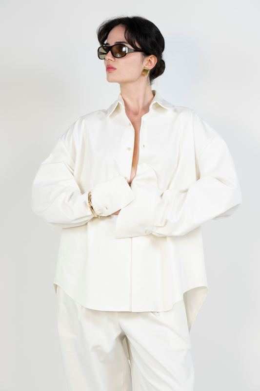 Boyfriend Shirt in White Cotton