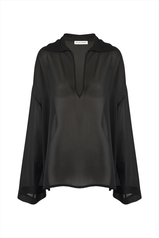 Coleridge Shirt in Black Georgette