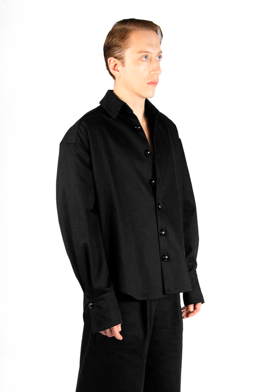Boyfriend Shirt in Black Cotton