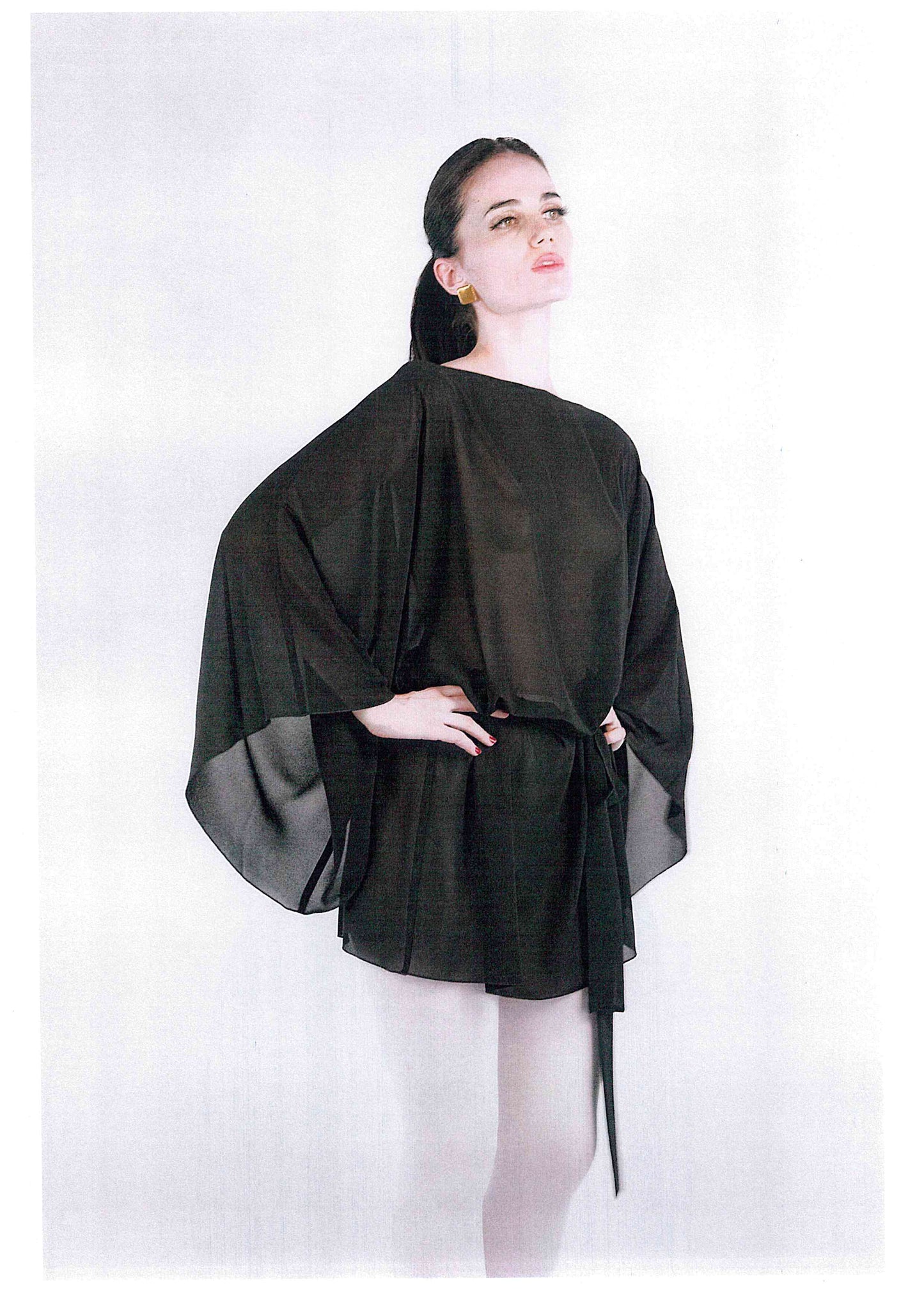 Kimono Dress in Black Georgette