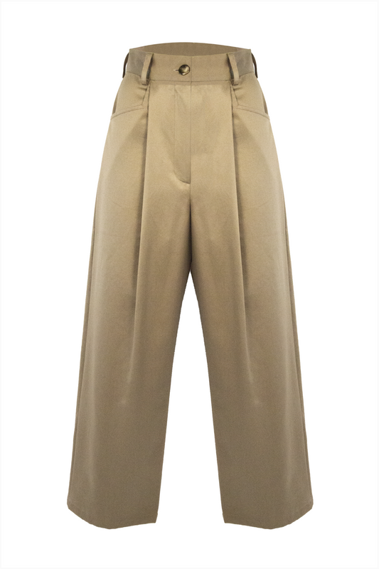 Earhart Trousers in Beige Cotton