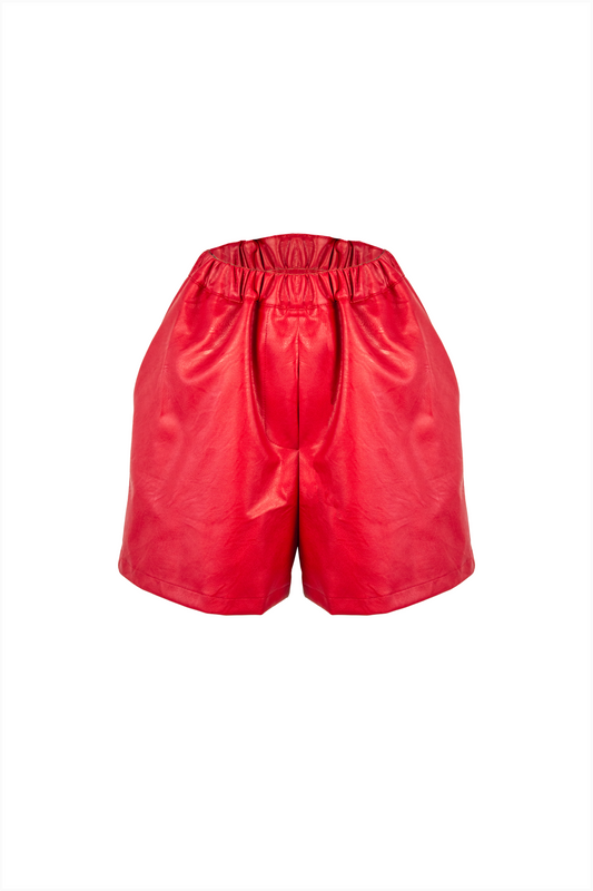 Brando Shorts in Red Leather