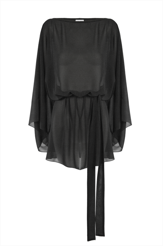 Kimono Dress in Black Georgette