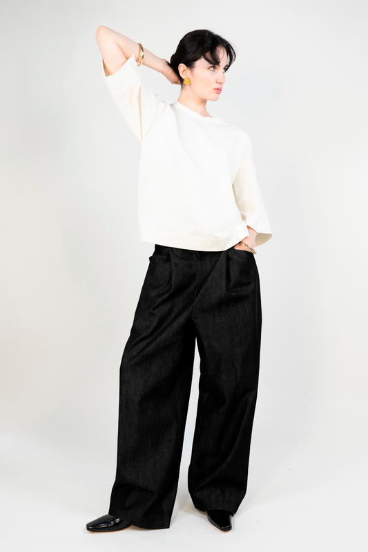 Earhart Trousers in Black Cotton