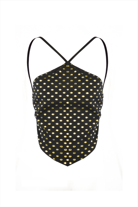 Rombo Top in Gold Polka Dots