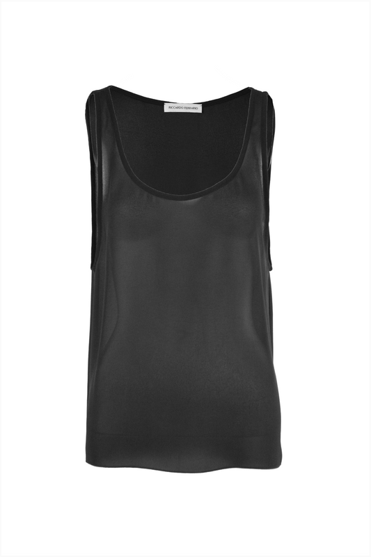 Tank Top in Black Georgette